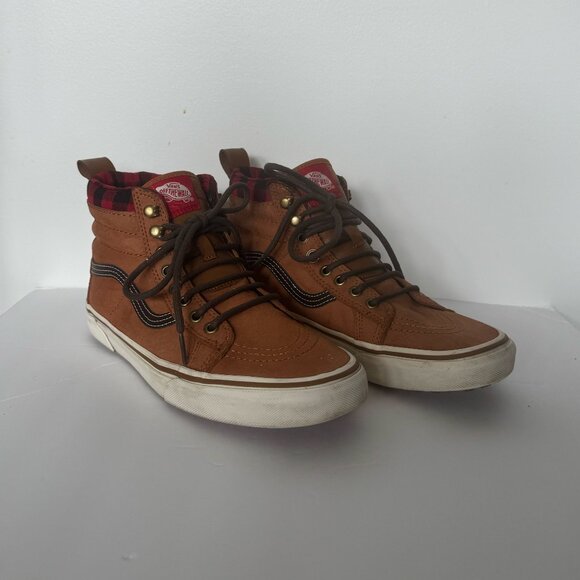 Vans Men's Sk8-Hi MTE Leather Glazed Ginger Flannel High Top - Picture 1 of 5